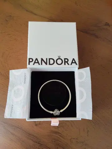 Pandora 실버 팔찌 하트 참 포함