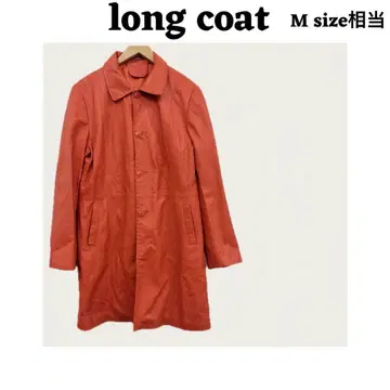 오렌지 롱 코트 M 사이즈 상당 가죽