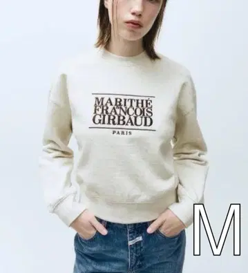 마리떼 프랑소와 저바드 자수 크롭 맨투맨 M