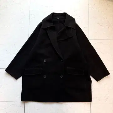 Mila Owen 카라 스트랩 하프 기장 리버 P 코트 블랙