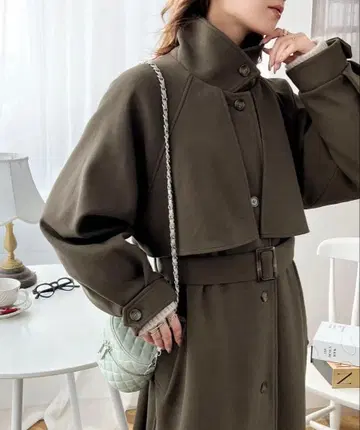 볼륨 슬리브 니트 모사 롱 체스터 오버 사이즈 코트