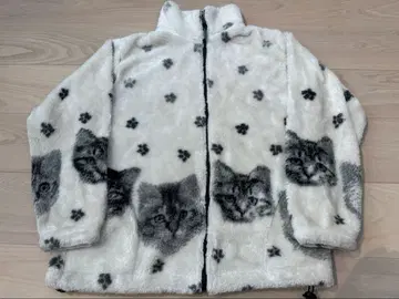 BLACK MOUNTAIN 플리스 자켓 고양이 패턴 아노짱 M