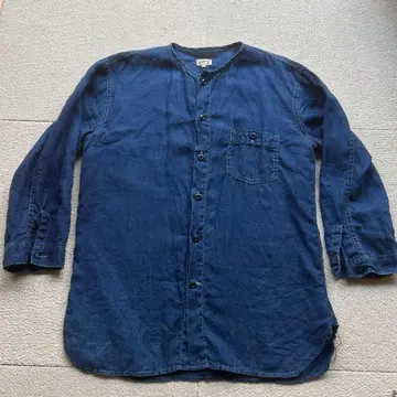 THE Y.M. WALK ON 린넨 소재 100% 노칼라 7부 소매 셔츠