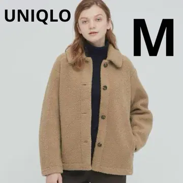 유니클로 보아 플리스 자켓 M 브라운 테디베어 코트