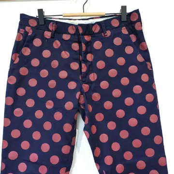 폴 스미스 레드 이어 도트 무늬 코튼 팬츠 M