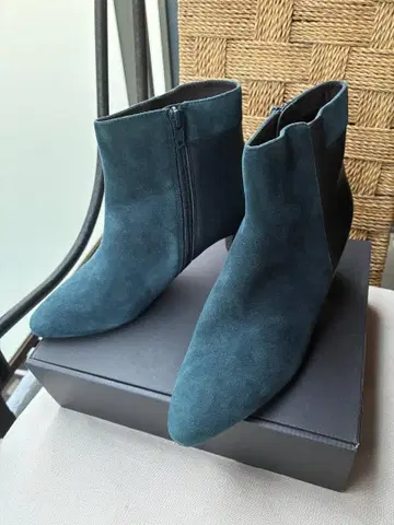 미사용 LODI 다크 그린 & 블랙 가죽 스웨이드 부츠 24.0cm