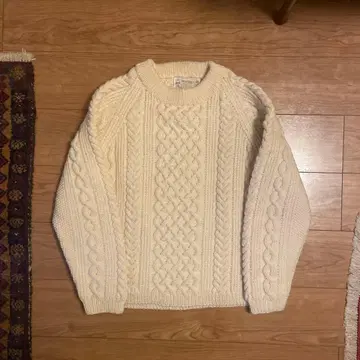 영국제/스코틀랜드제/INVERALLAN/케이블 니트/아이보리/1A