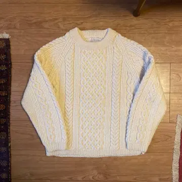 영국제/스코틀랜드제/INVERALLAN/케이블 니트/아이보리/1A