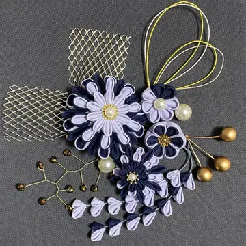 조각보 머리 장식 성인식 졸업식 결혼식 하카마 기모노