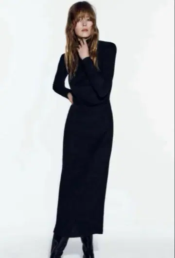 ZARA 턱 개더 SOFT 니트 롱 원피스
