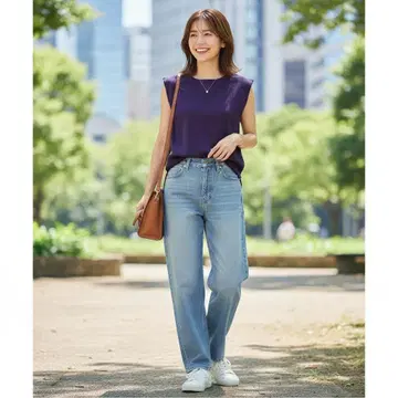 AMERI 아메리 슬리브리스 티셔츠 퍼플 F 사이즈