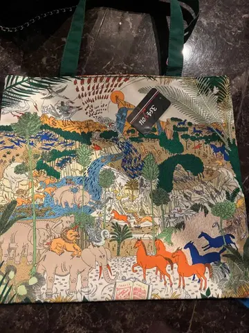 컬러풀 동물 패턴 토트백 에코백 체인 새틴