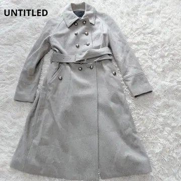 UNTITLED 롱 코트 더블 브레스트 울 그레이 벨트 포함