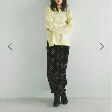 GLOBAL WORK 글리터 벨로아 I라인 스커트 블랙 M