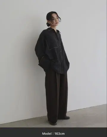 hellam 배색 파이핑 오버 사이즈 시어 셔츠