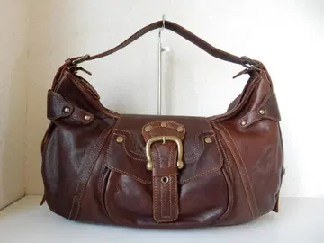 천연 가죽 원스 하트 A4 대응 숄더백 브라운