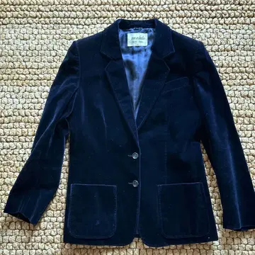 준 아시다 네이비 벨벳 벨로아 테일러드 자켓 9호