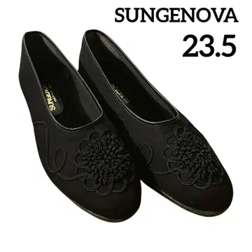 SUNGENOVA 일본제 펌프스 23.5cm 블랙 자수 포멀