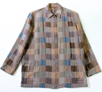 새상품급 PAPAS 파파스 셔츠 블루종 넬 패치워크 패턴