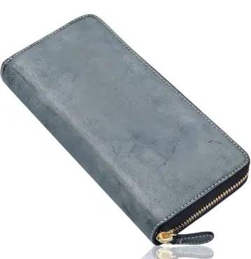 JLUOEC 장지갑 그레이 L형 천연 가죽 심플 지갑 남녀 공용 선물