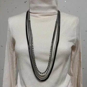 ABISTE 목걸이 체인 5연 실버 블랙