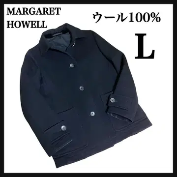 마가렛호웰 울 코트 블랙 카라 부착 L 사이즈 MHL