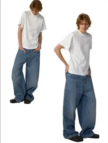 FaxCopyExpress 와이드 배기 데님 팬츠