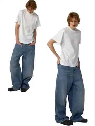 FaxCopyExpress 와이드 배기 데님 팬츠