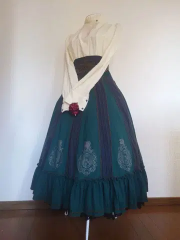 오즈 오네스트 프레임 프린트 롱 스커트 그린