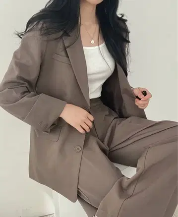 셋업 수트 포멀 슈트 브라운