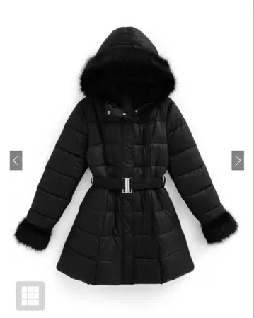 벨트 포함 퍼 A라인 다운 코트