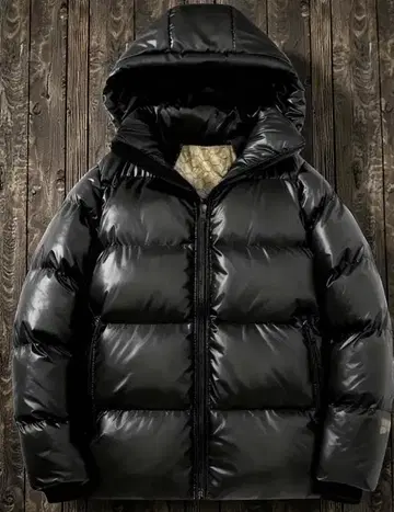 opium 블랙 다운 자켓 후드 부착
