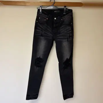 PURPLE 데미지 가공 블랙 데님 30