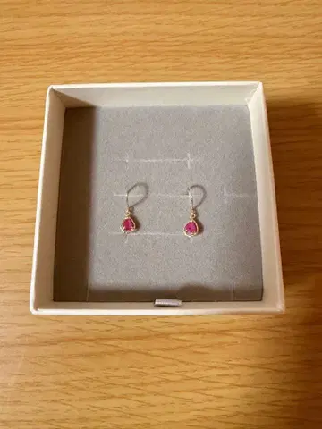 핑크 루비풍 10K 골드 귀걸이