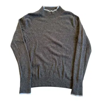 타카시마야 캐시미어 하이넥 그레이 리브 편직 스웨터 긴팔