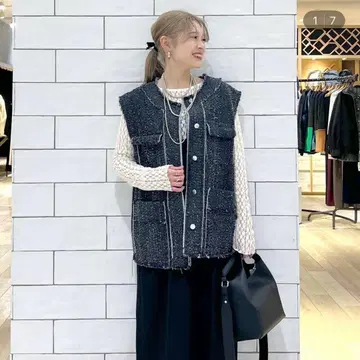 LEPSIM 데님 트위드 베스트