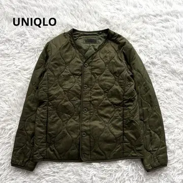 유니클로 퀼팅 자켓 아우터 M 그린 경량 노카라 겉옷
