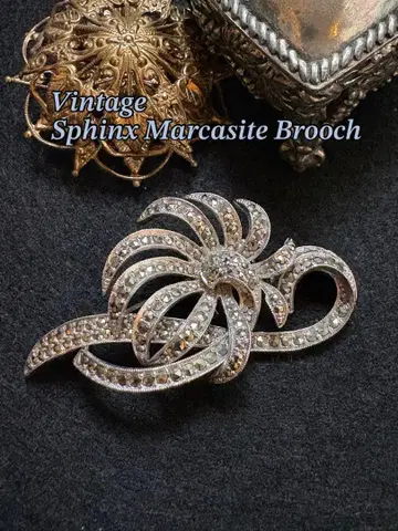 빈티지 영국 스핑크스 보타니컬 마카사이트 브로치