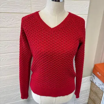 새상품급 image 이마쥬 시스루 편직 스웨터 디노스 세실 빨간색 M