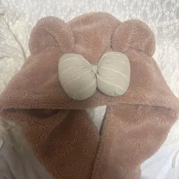 셰리 메이 곰 귀 후드 모자 베이지