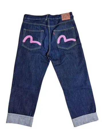 evisu 핑크 자수 데님