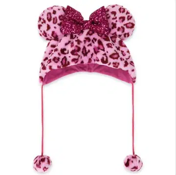 디즈니 팬캡 레오파드 무늬 핑크