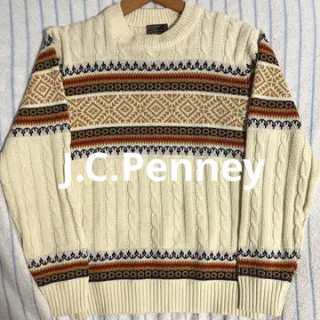 [ 분위기 최고 ] 1980s J.C.Penney 기하학 패턴 아란 니트