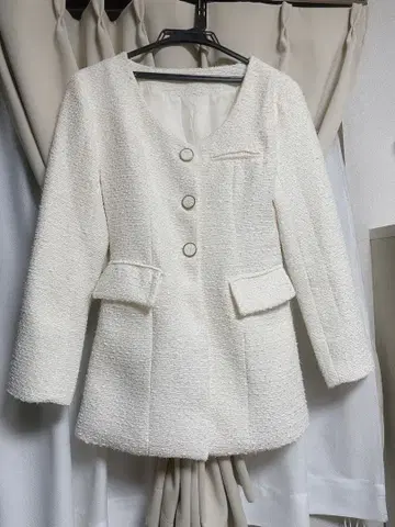 롱 트위드 자켓 다트 스커트 세트