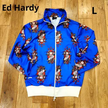 Ed Hardy 스컬 패턴 블루종 L 블루 크로스 십자가