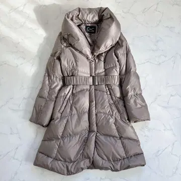 새상품급 쿠 드 샹스 벨트 포함 롱 다운 코트 숄카라 여배우 옷깃