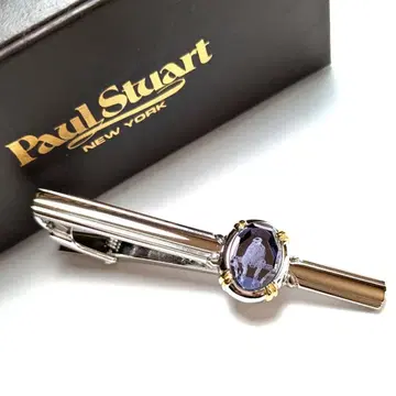 pst71 새상품 폴 스튜어트 넥타이핀 실버 퍼플 크리스탈