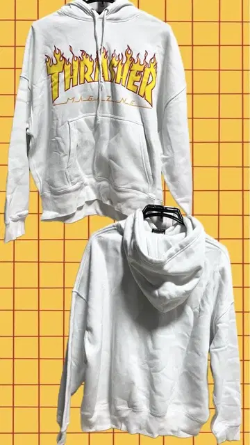 후드티 THRASHER FLAME PULL PARKA 구제 의류 화이트