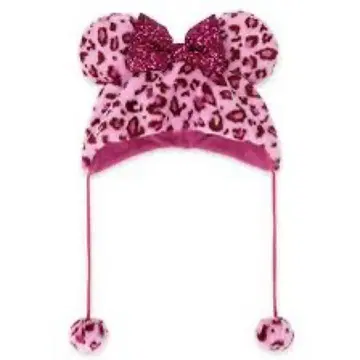 미키 귀도리 핑크 레오파드 무늬 모자