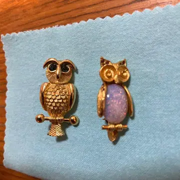 올빼미 디자인 브로치 골드